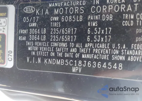 2018 Kia Sedona Lx from USA, damaged, VIN KNDMB5C18J6364548